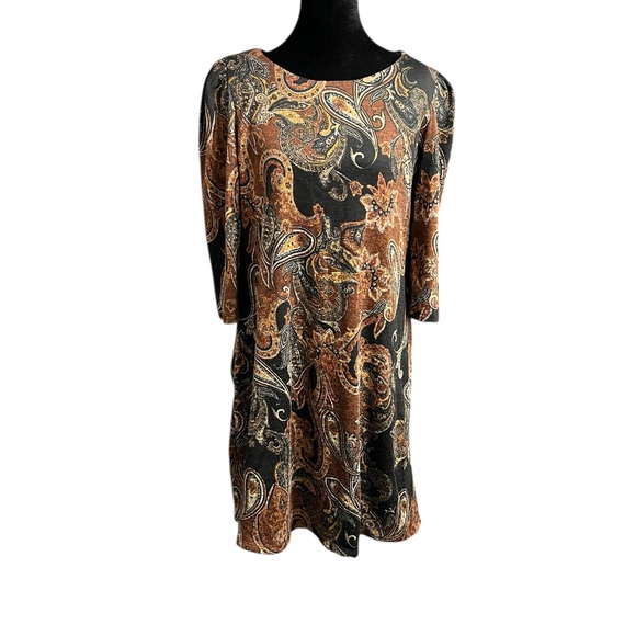 Jessica Howard Dresses & Skirts - Jessica Howard Long Sleeve Dress L Brown Black Paisley